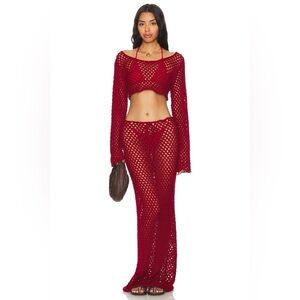 Bananhot Red Crochet Swimwear Cover up